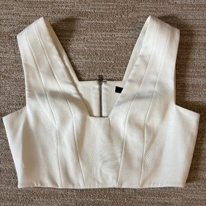 BCBG Cropped Corset Top - white XS